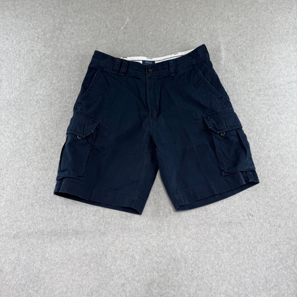 Polo Ralph Lauren Cargo Shorts Mens 36 Navy Blue Cotton Casual Classic Fit
